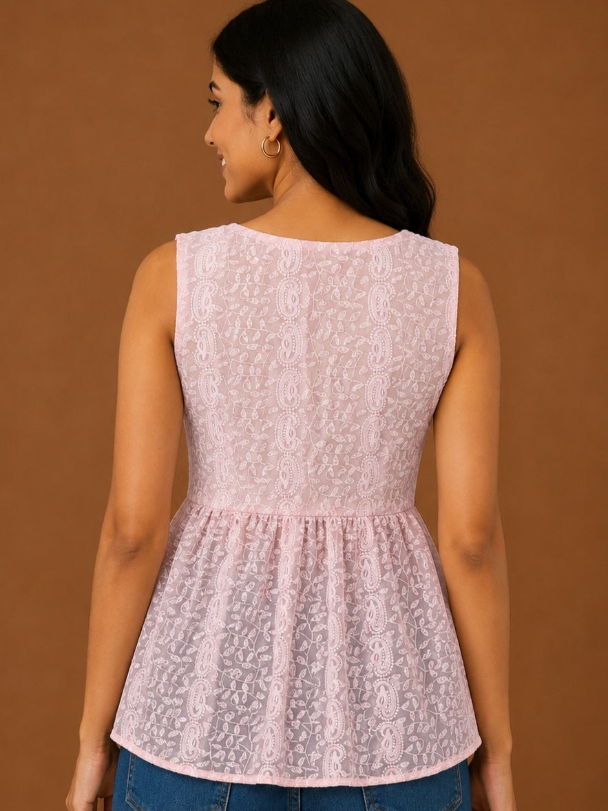 Chikankari Peplum Top