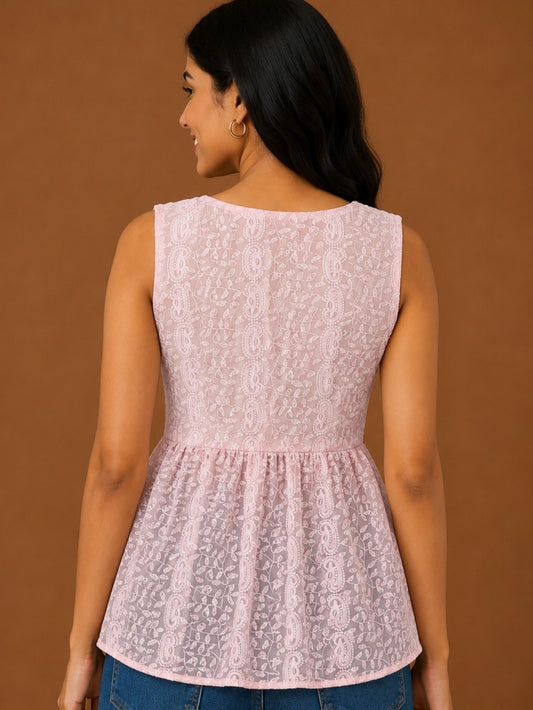 Chikankari Peplum Top
