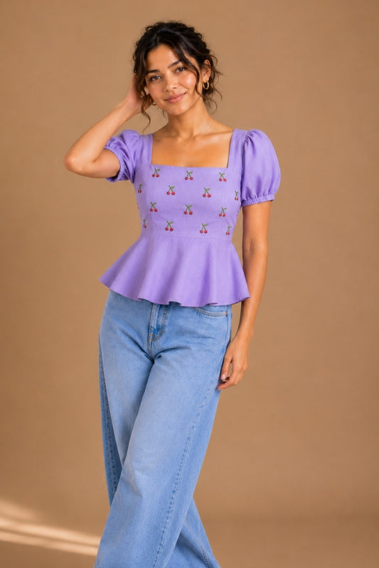 Berry Kiss Peplum Top