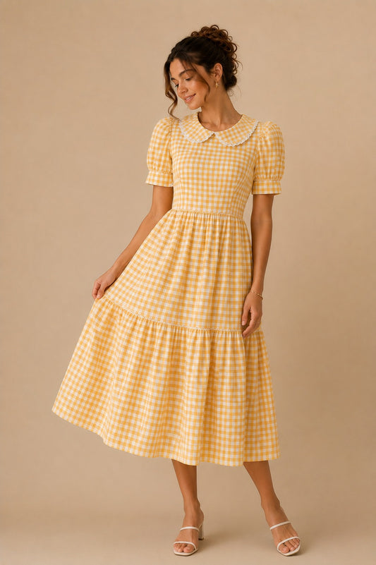 Liora Gingham Midi Dress