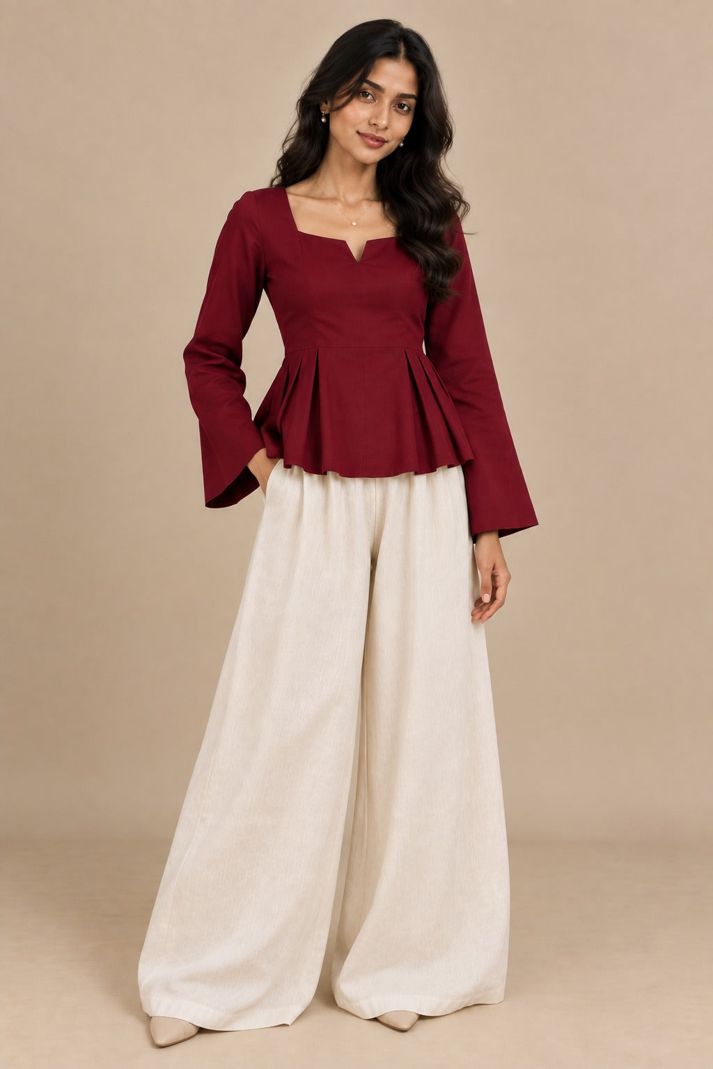 Merlot Pleated Top