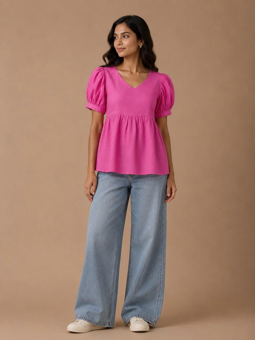 Schiffli Peplum Top
