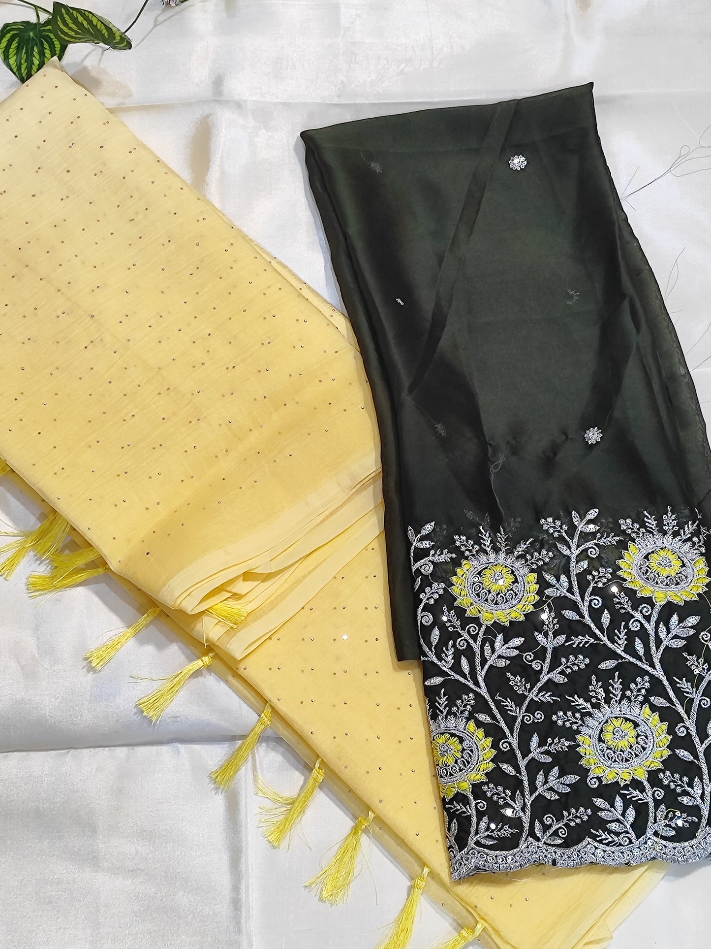 Soft yellow georgette saree