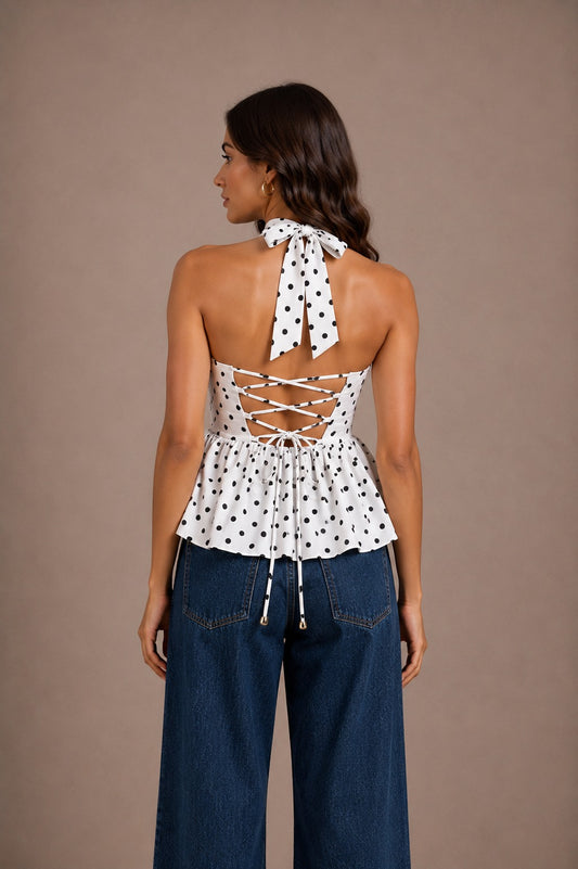 Polka Muse Halter Top