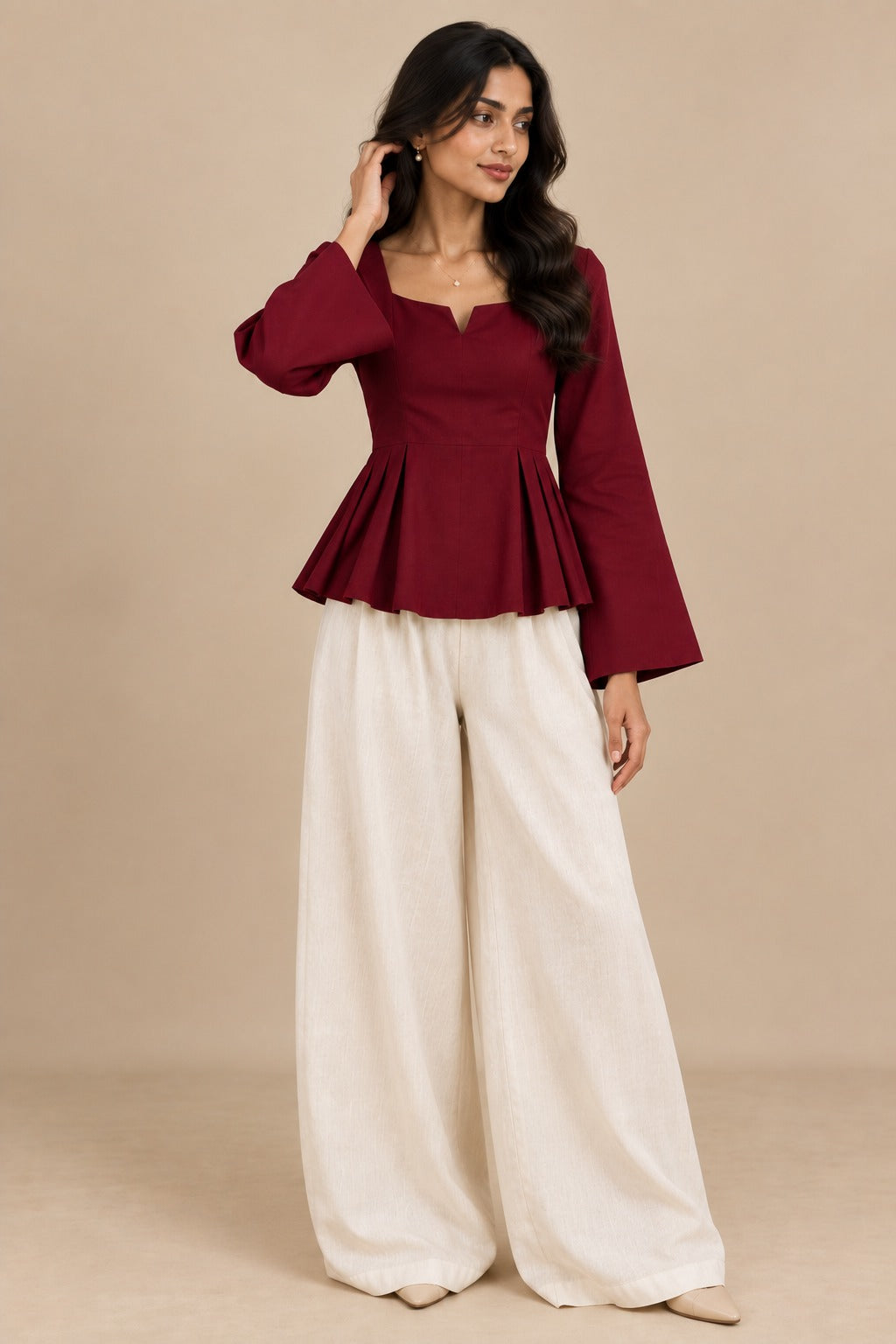 Merlot Pleated Top
