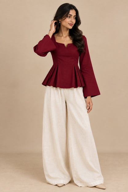 Merlot Pleated Top