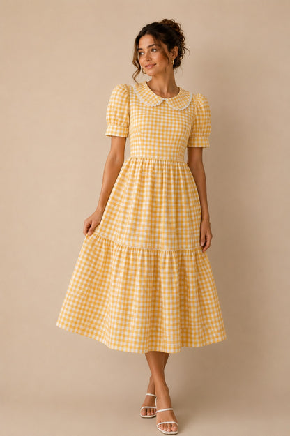 Liora Gingham Midi Dress