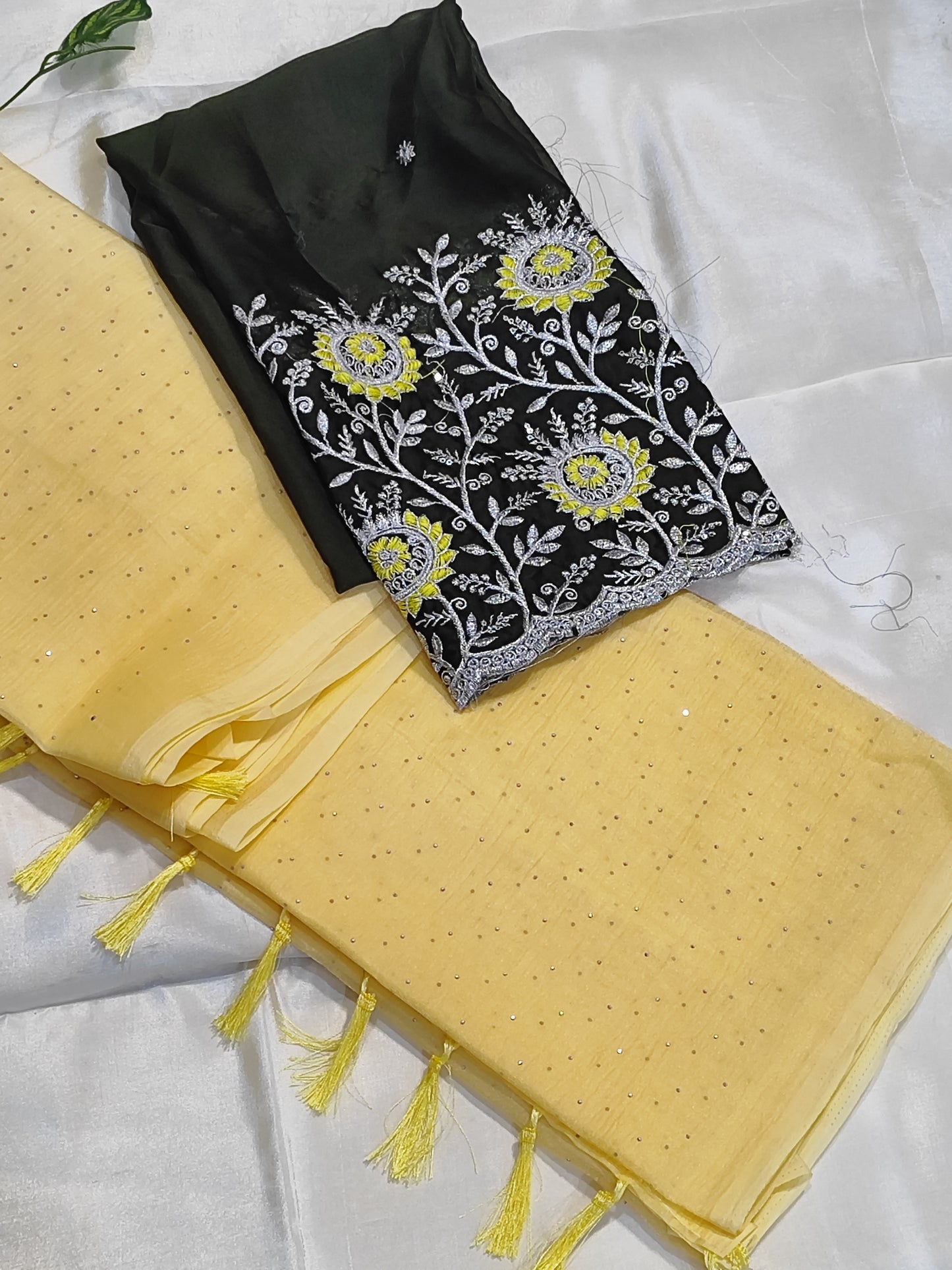 Soft yellow georgette saree