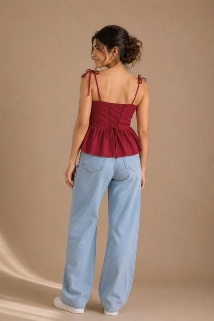 Berry Bow Peplum Top