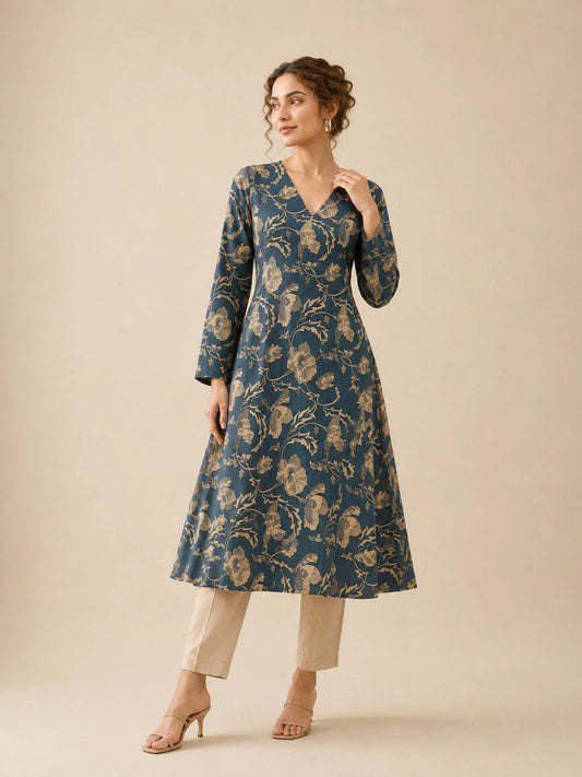 Mist Grey A-Line Kurti