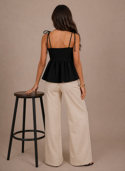 Évara Tie-Strap Peplum Top