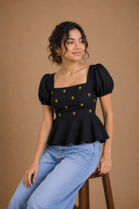 Midnight Sunflower Top