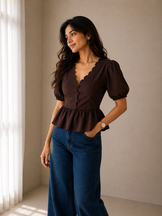 Espresso Scallop Top