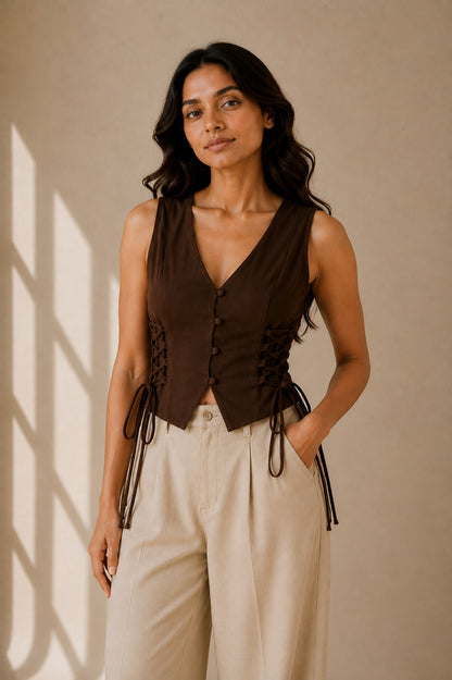 Mocha Side Corset Top