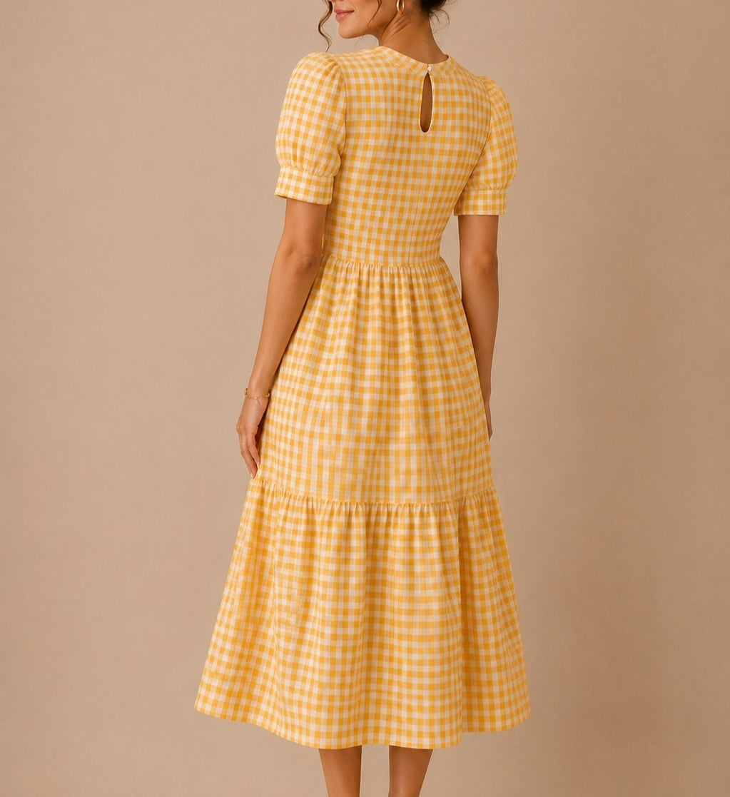 Liora Gingham Midi Dress