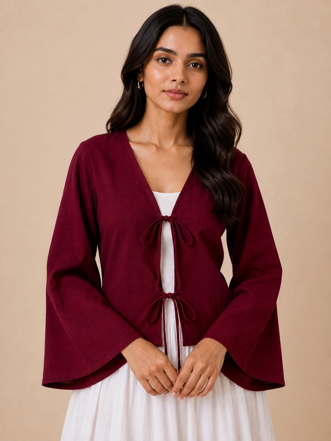 Maroon Tie-Up Shrug ❤️
