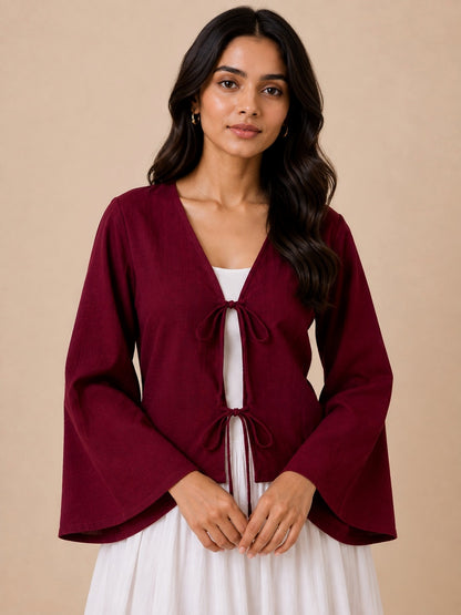 Maroon Tie-Up Shrug ❤️