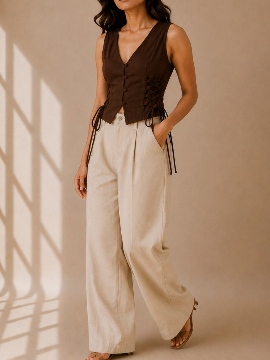 Mocha Side Corset Top