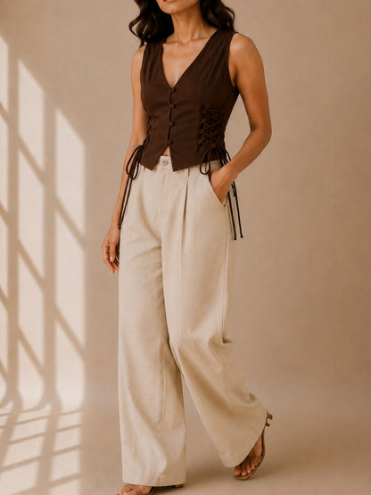 Mocha Side Corset Top