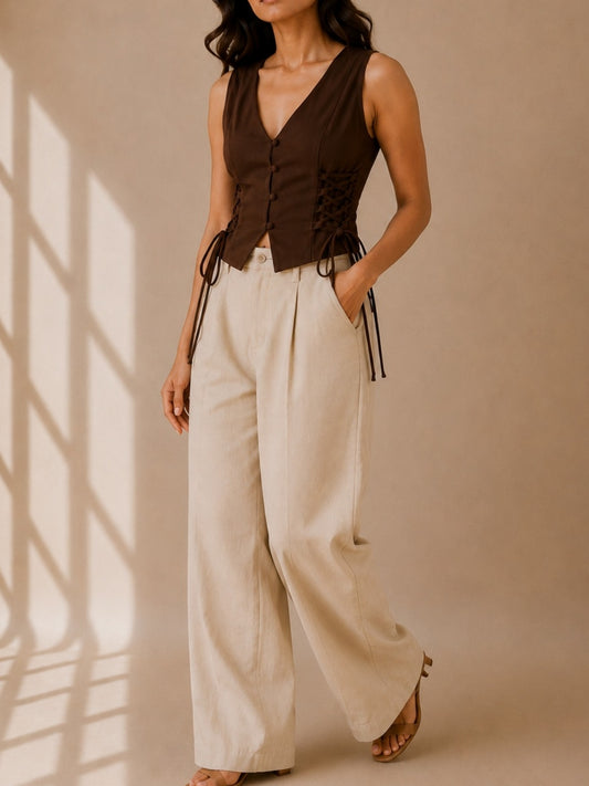Mocha Side Corset Top