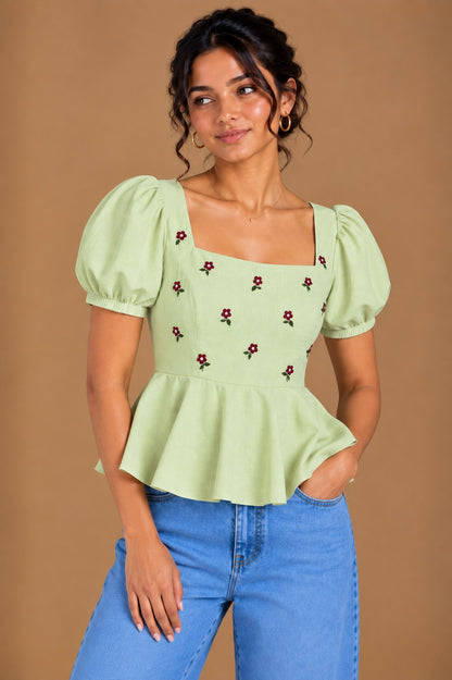 Pistachio Bloom Top