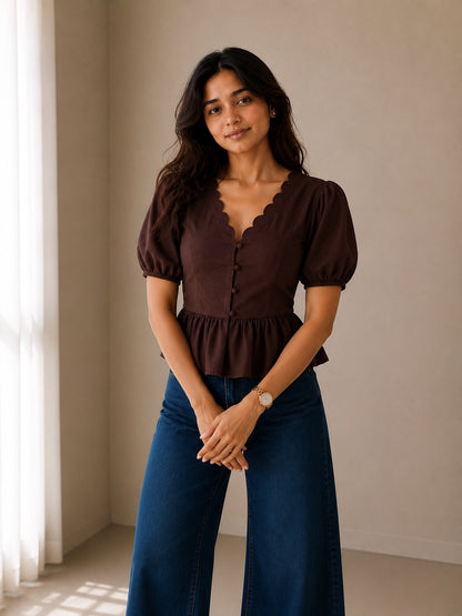 Espresso Scallop Top
