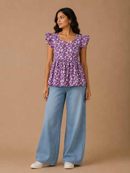 Floral peplum Top