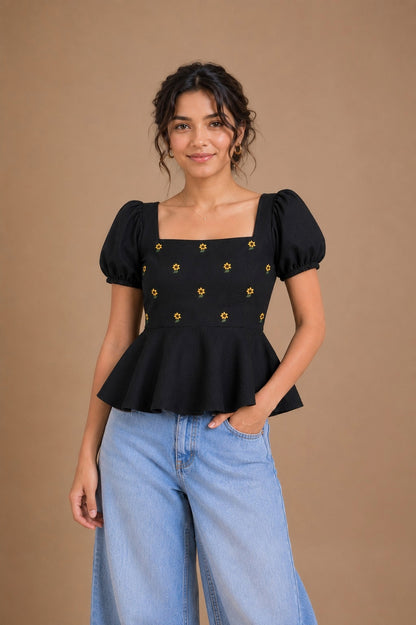Midnight Sunflower Top