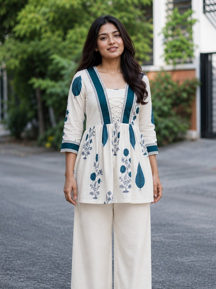 Ivory Sage Peplum Top