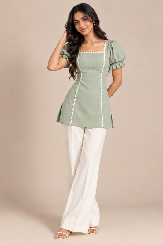 Sage Bloom Corset Kurti