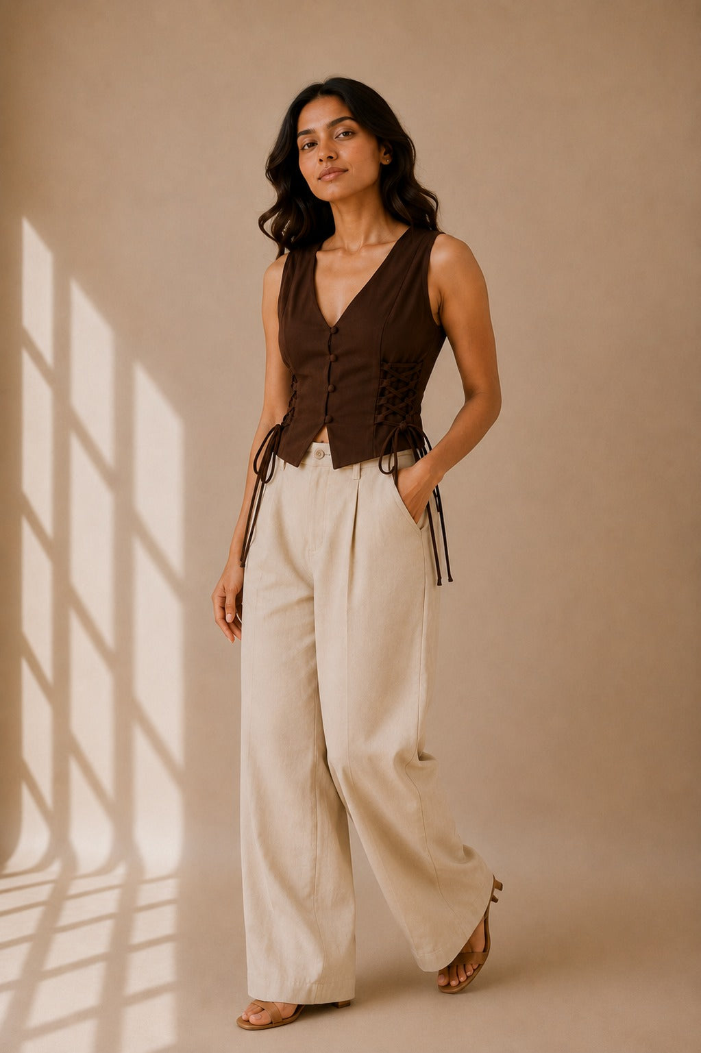 Mocha Side Corset Top