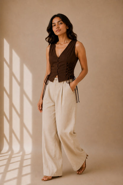 Mocha Side Corset Top