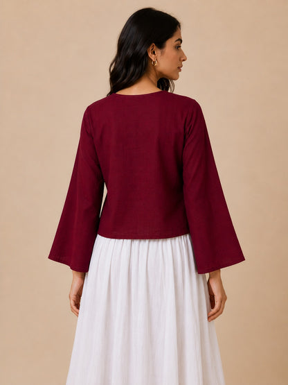 Maroon Tie-Up Shrug ❤️
