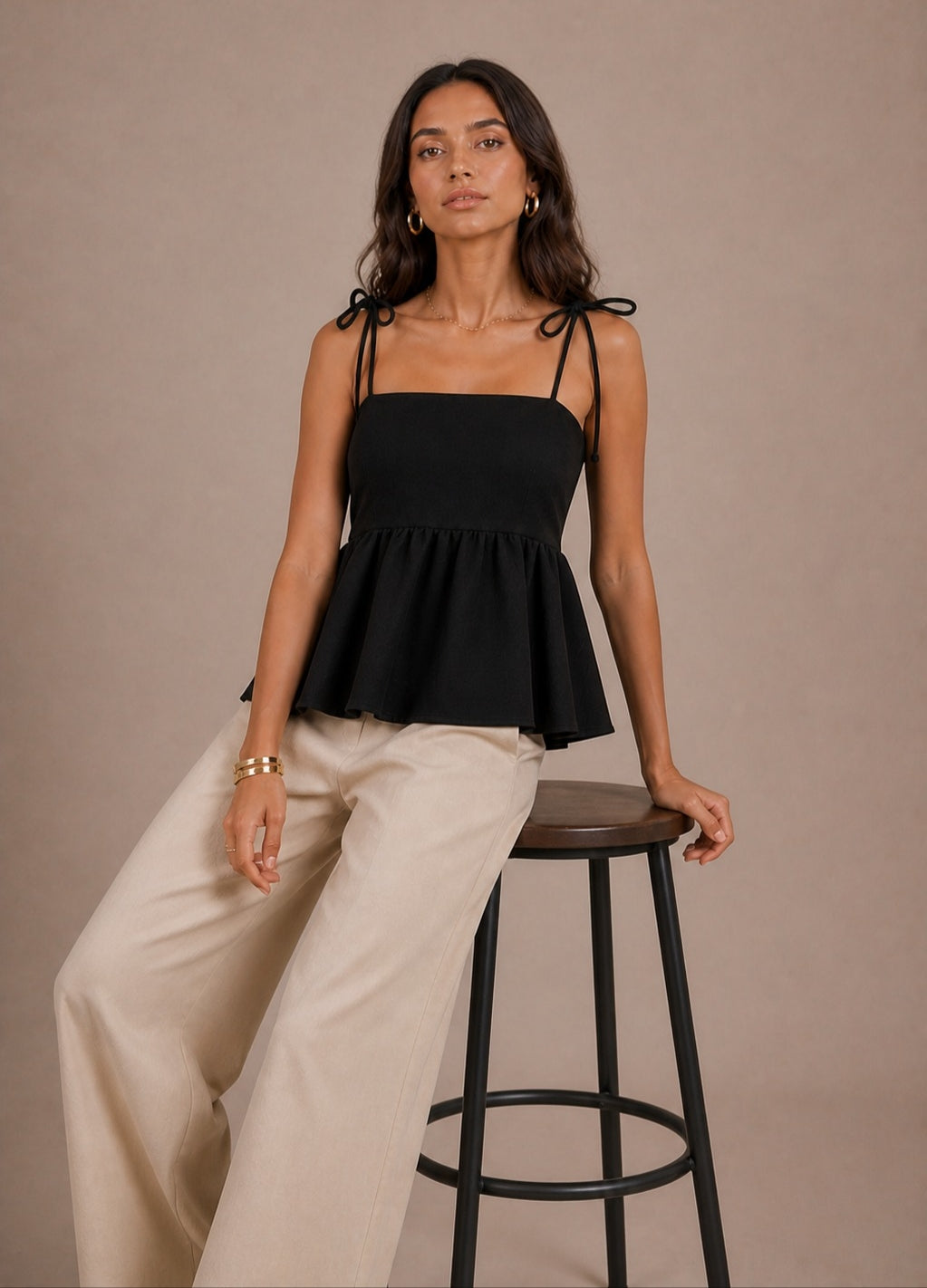 Évara Tie-Strap Peplum Top
