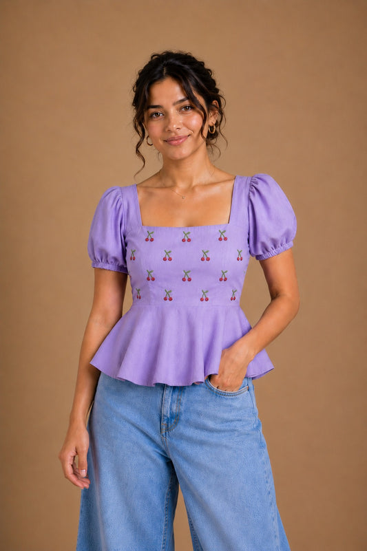 Berry Kiss Peplum Top