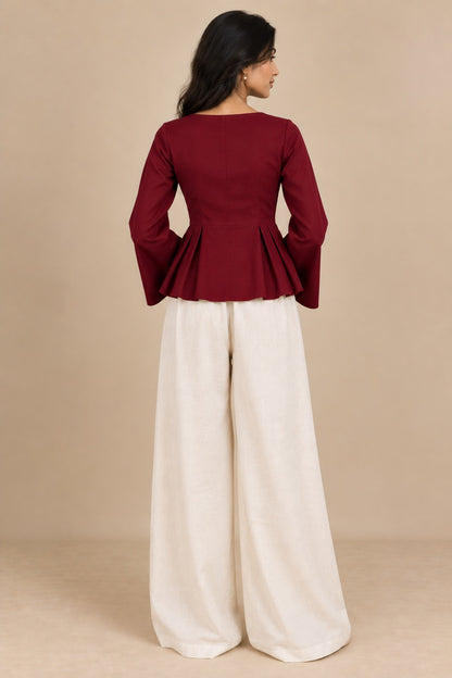 Merlot Pleated Top