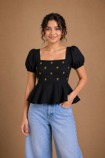 Midnight Sunflower Top