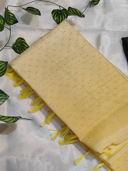 Soft yellow georgette saree