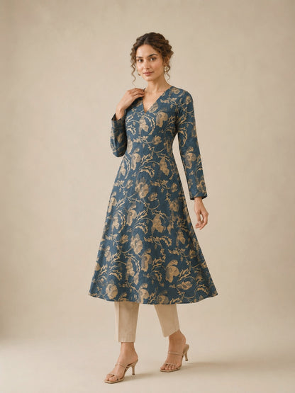 Mist Grey A-Line Kurti