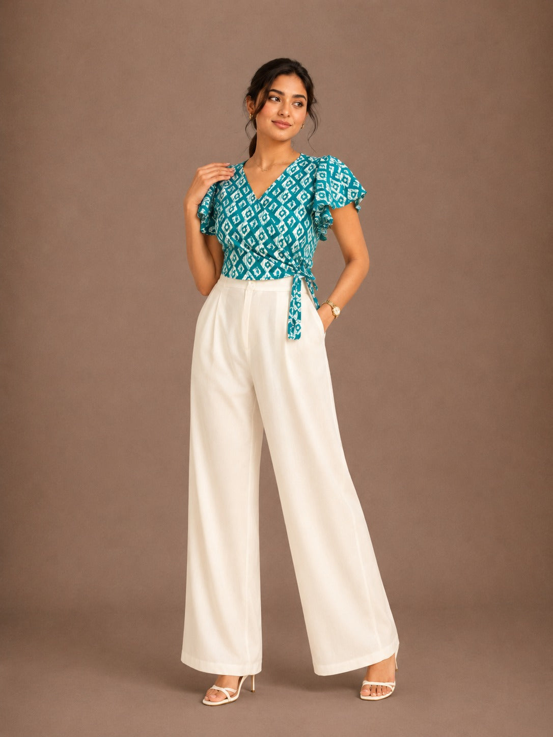 Teal Breeze Wrap Top