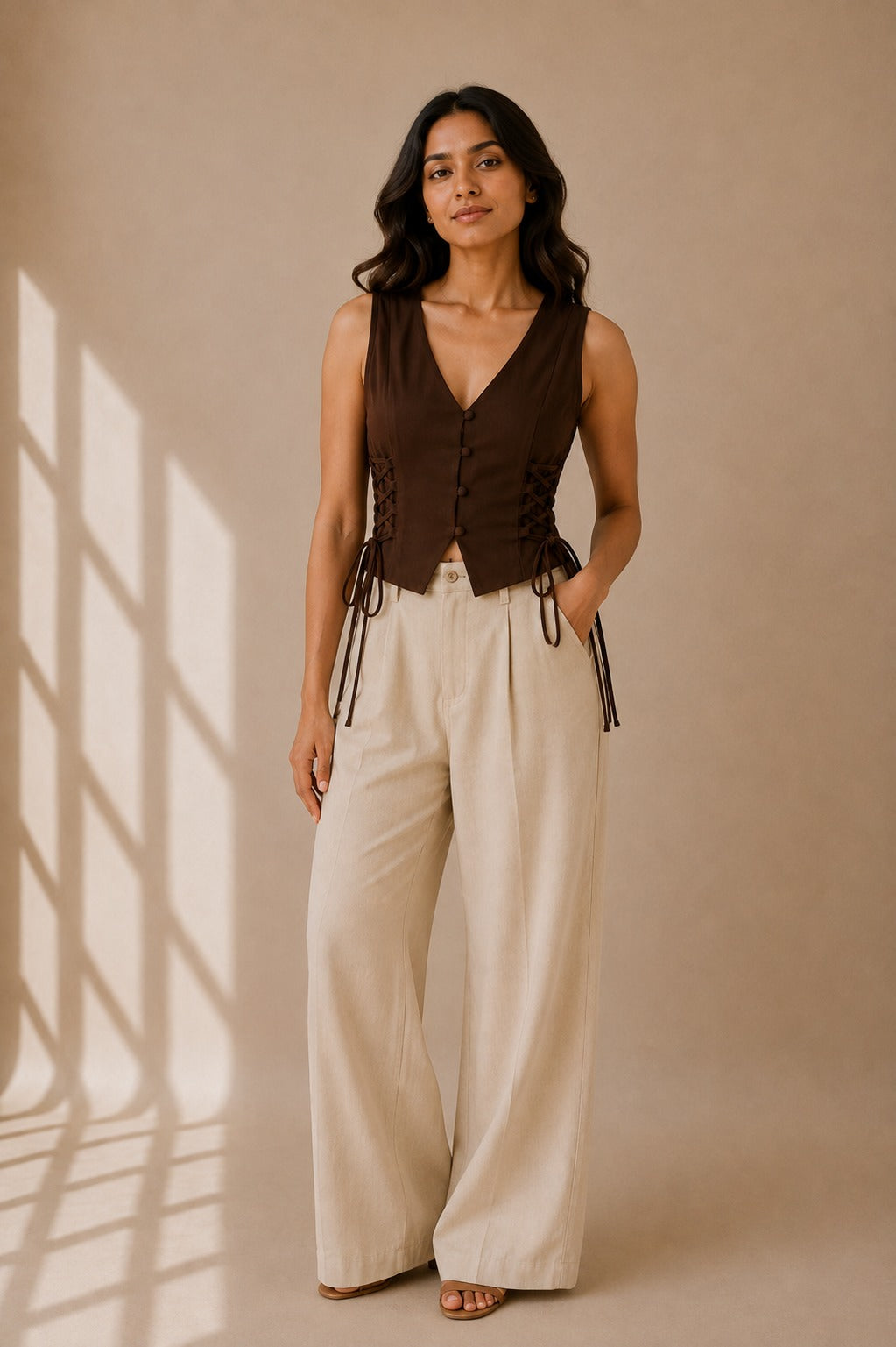 Mocha Side Corset Top