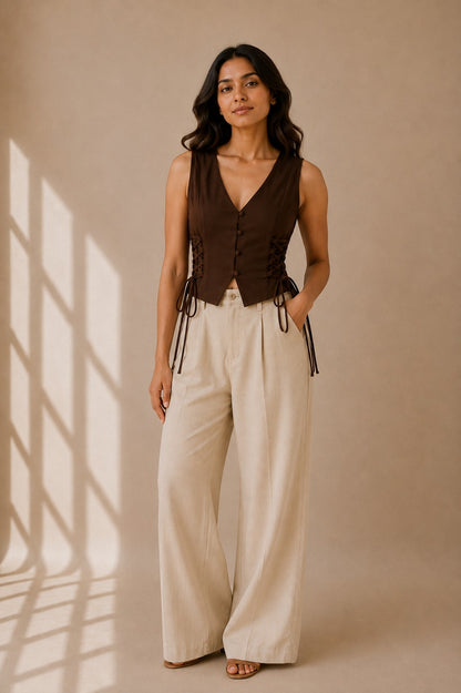 Mocha Side Corset Top