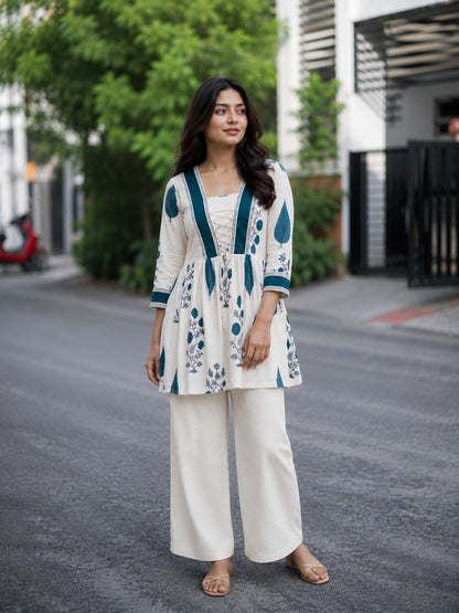 Ivory Sage Peplum Top