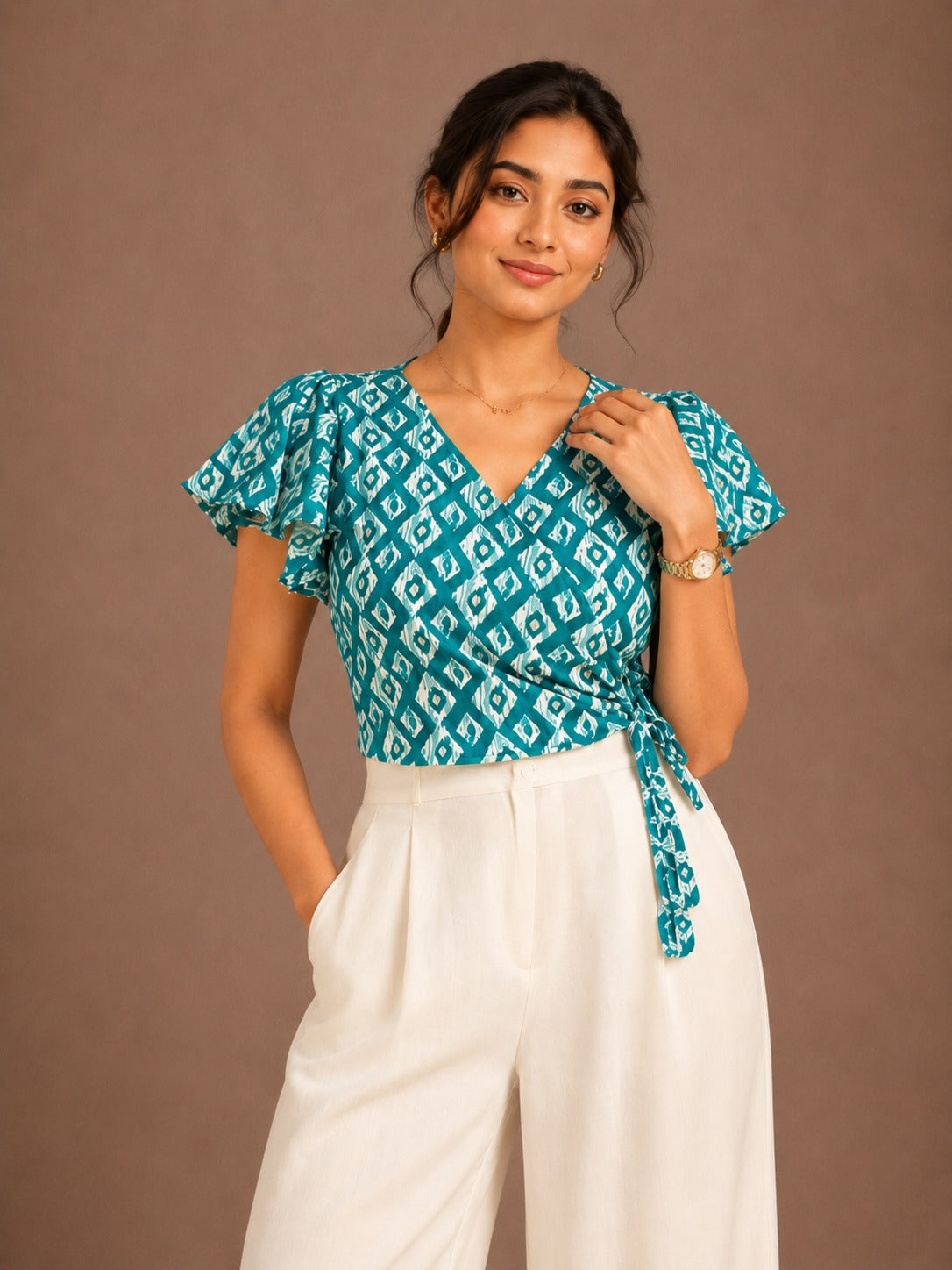 Teal Breeze Wrap Top