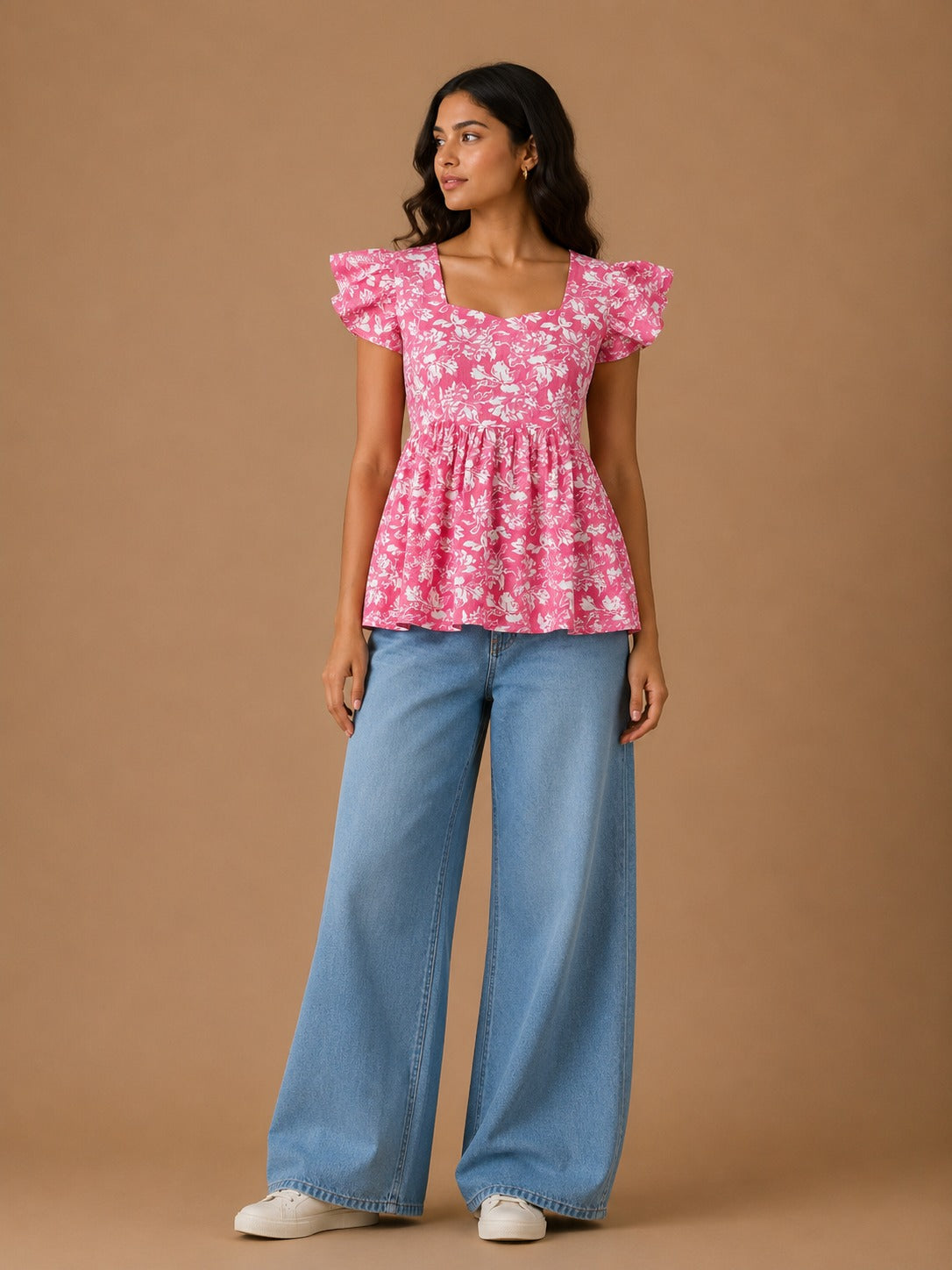 Floral Ruffle Peplum Top