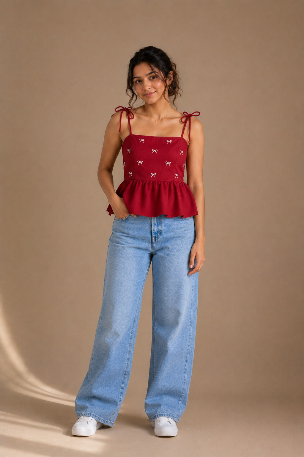 Berry Bow Peplum Top