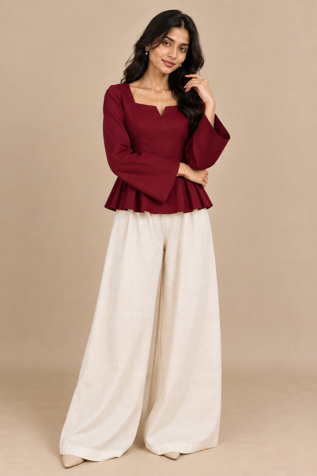 Merlot Pleated Top