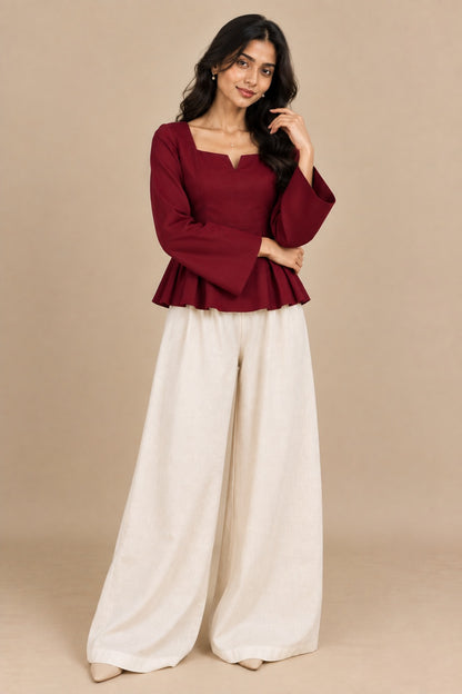 Merlot Pleated Top