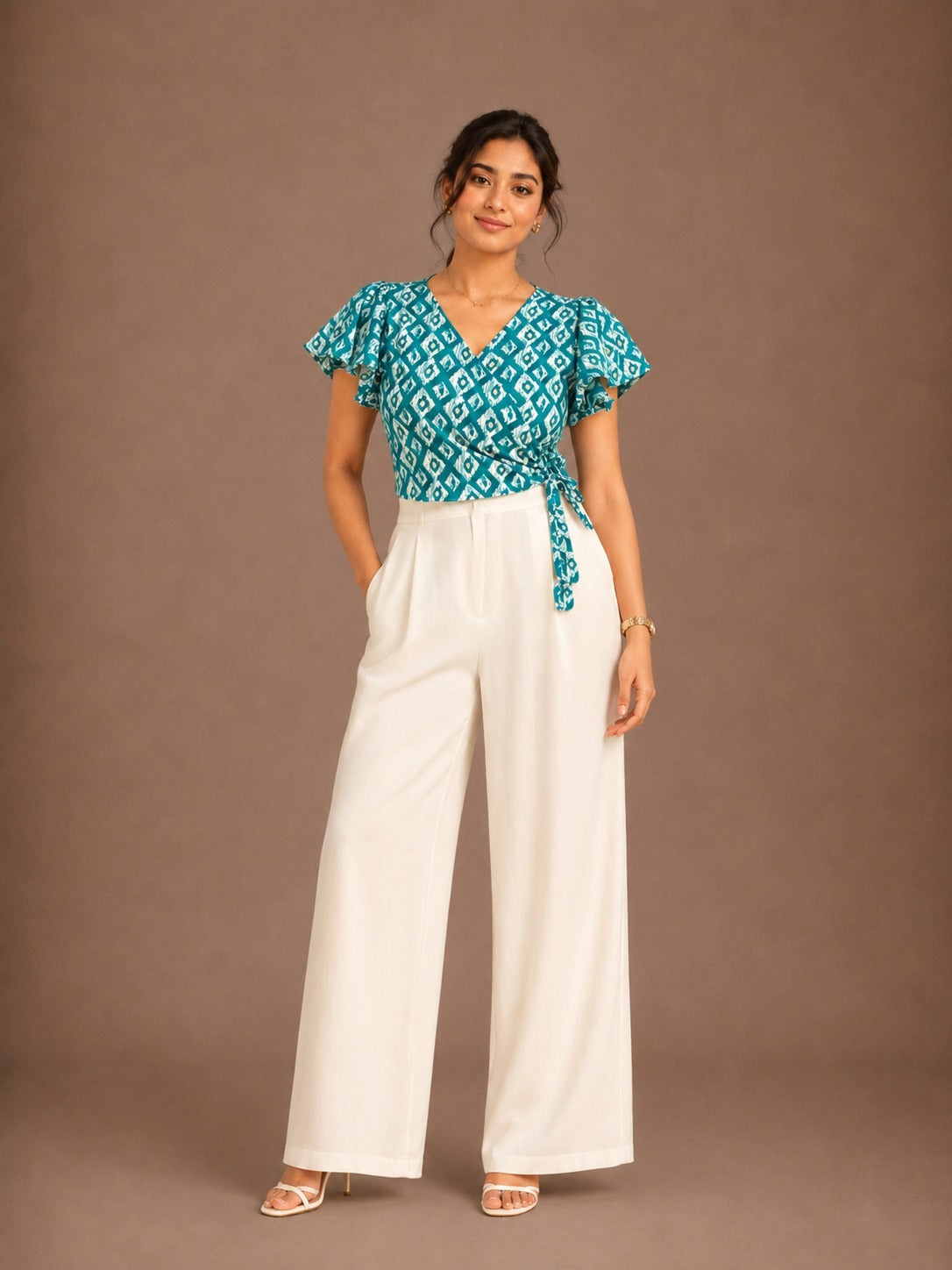 Teal Breeze Wrap Top