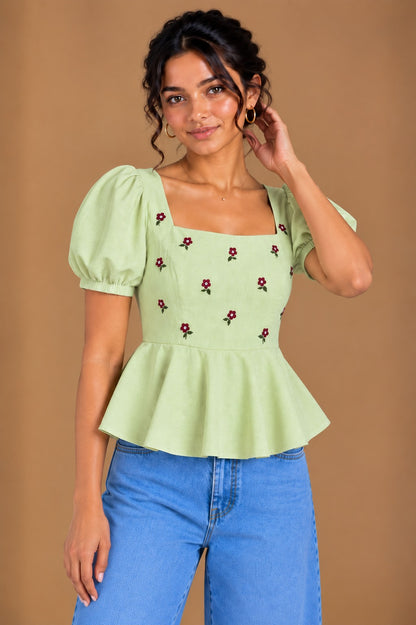 Pistachio Bloom Top